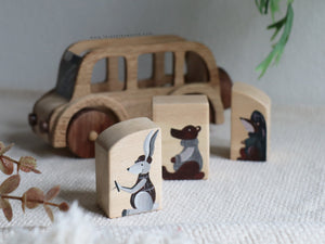 Wooden Bus with Animal Blocks