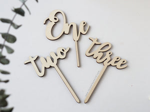 Wooden Cake Toppers (One/Two/Three)